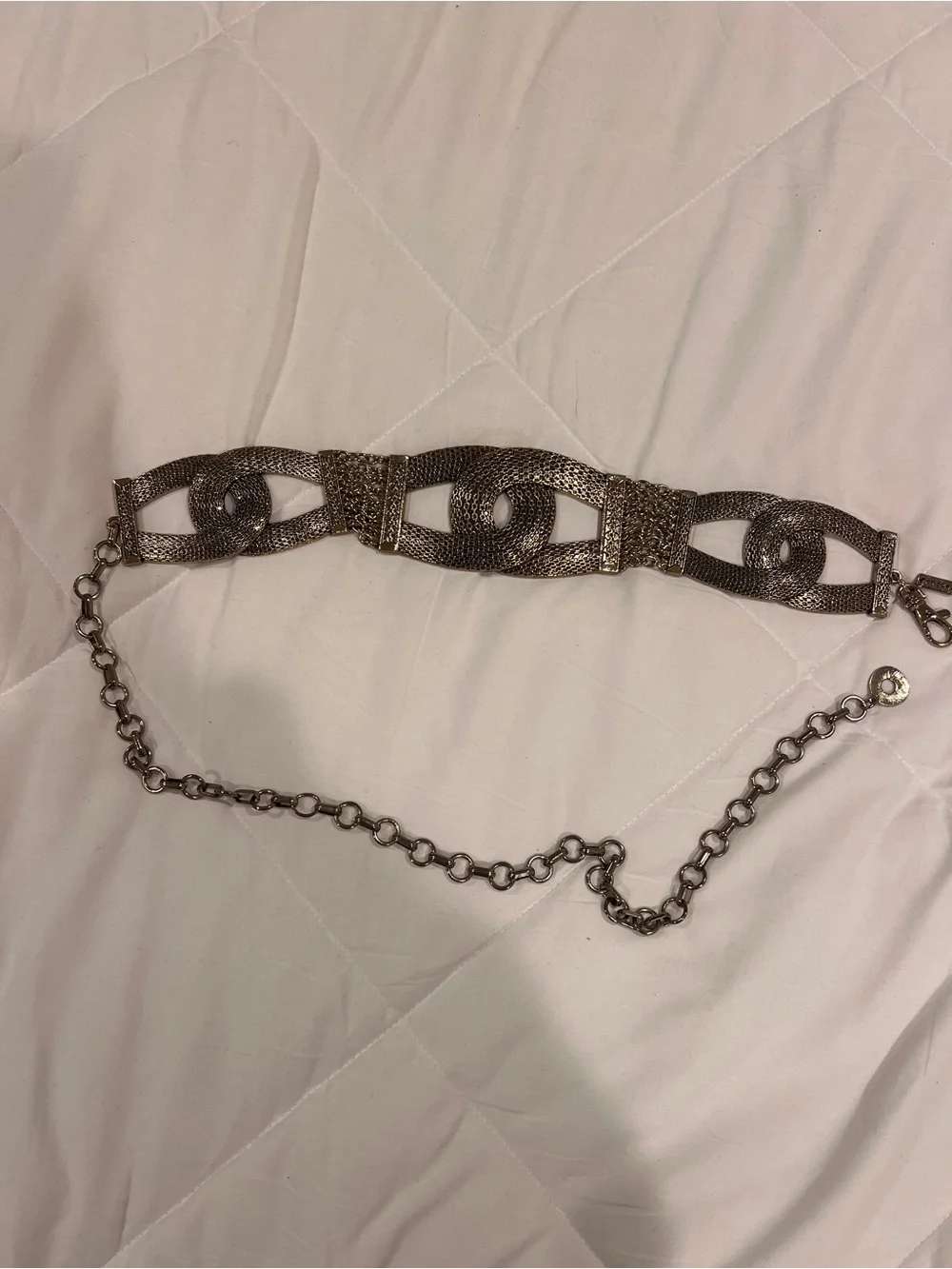 Vintage Chico's Textured Silver Chain-Link Waist Belt
